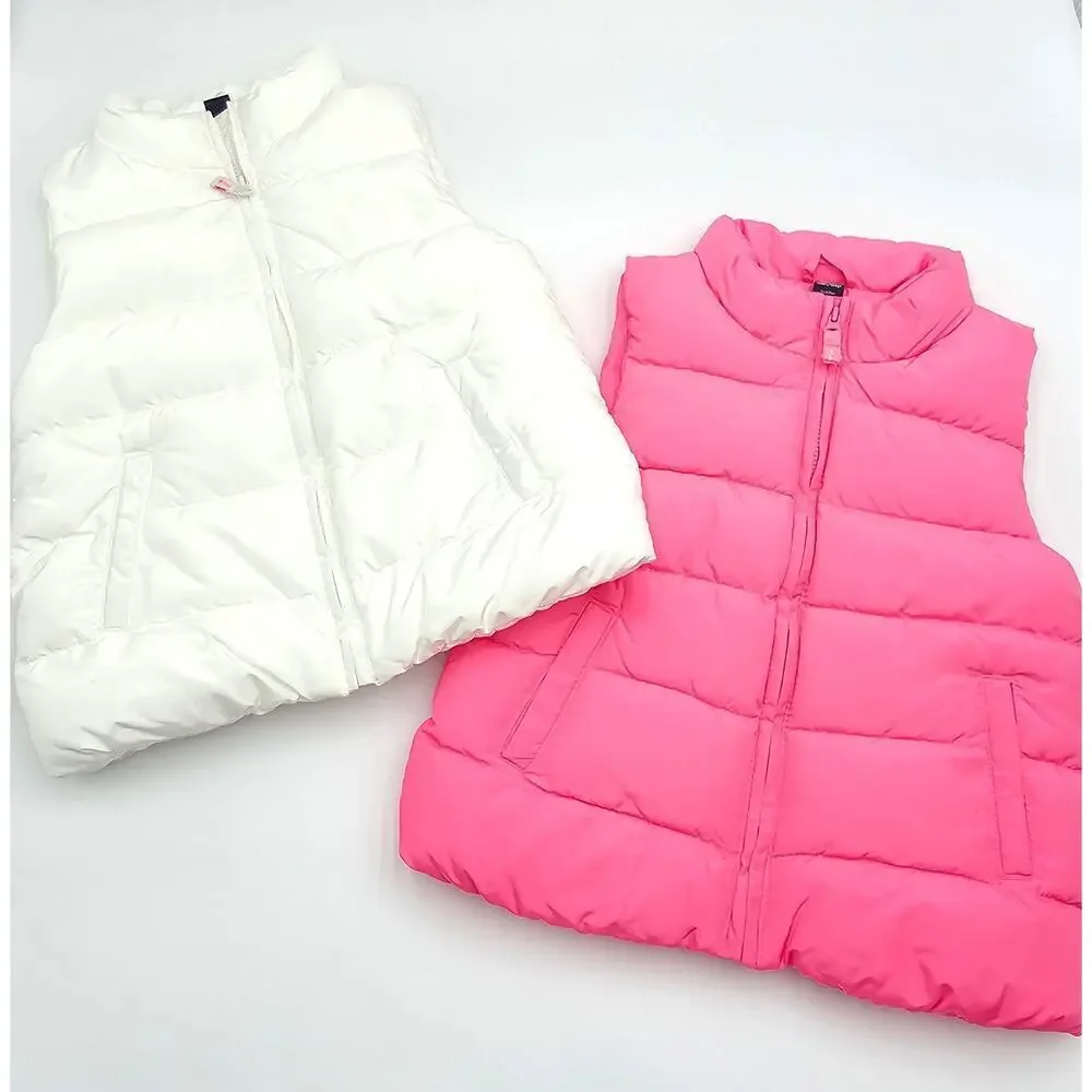 2 Gap Girl's Size 4/5 Pink and White Puffer Vests